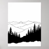 Silhouet van bergdennen poster (Voorkant)