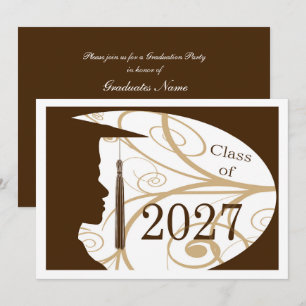 Silhouet van blanke/bruine man 2027 Afstudeerfeest Kaart
