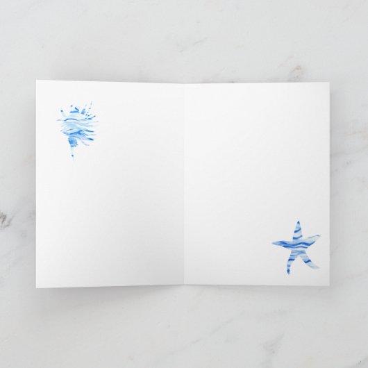 Silhouet van blauwe zeester - naamkaart op maat kaart (Binnen)