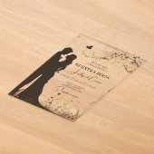 Silhouet van bruid en bruidegom acryl uitnodigingen (Laagn)