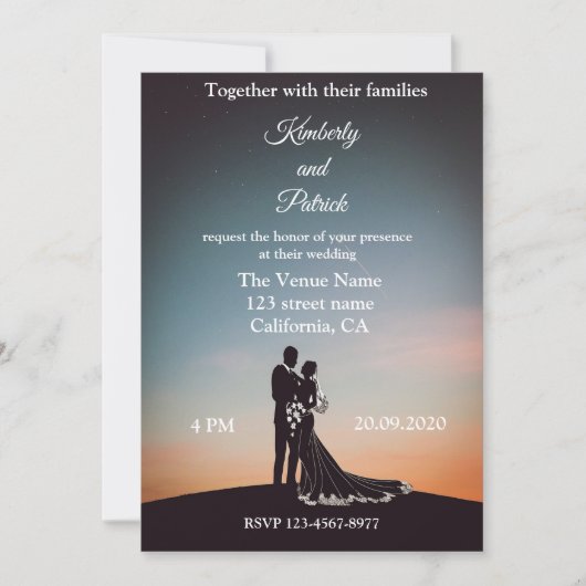 Silhouet van bruidshuwelijk kaart (Voorkant)