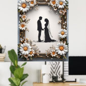 Silhouet van bruidspaar poster (Thuiskantoor)