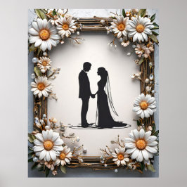 Silhouet van bruidspaar poster