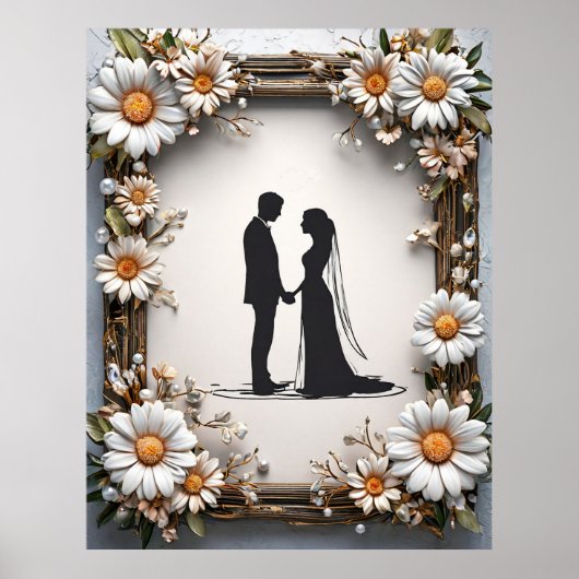 Silhouet van bruidspaar poster (Voorkant)