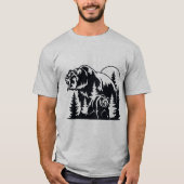 Silhouet van brullend Beer in boslandschap T-shirt (Voorkant)