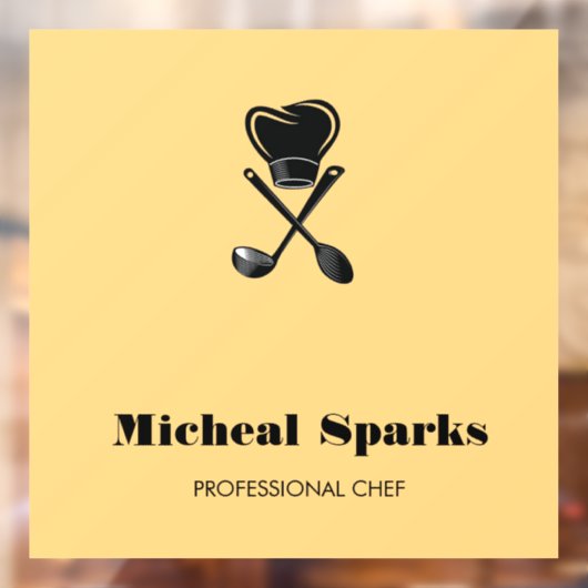 Silhouet van chefshoed en lepels beige raamsticker (Vel 2)