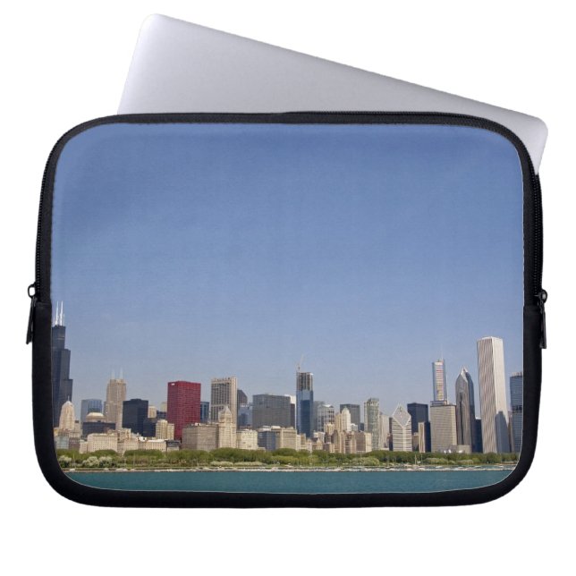 Silhouet van Chicago, Illinois, VS. Laptop Sleeve (Voorkant)