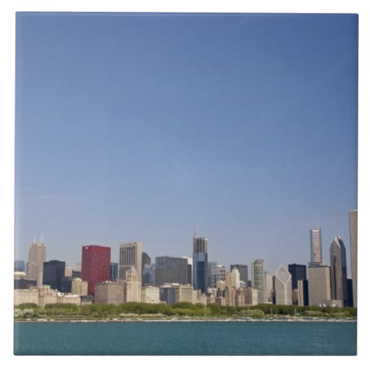 Silhouet van Chicago, Illinois, VS. Tegeltje (Voorkant)