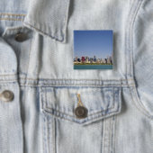 Silhouet van Chicago, Illinois, VS. Vierkante Button 5,1 Cm (In situ)