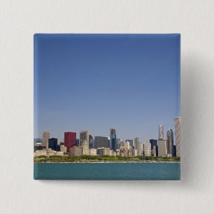 Silhouet van Chicago, Illinois, VS. Vierkante Button 5,1 Cm