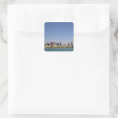 Silhouet van Chicago, Illinois, VS. Vierkante Sticker (Tas)