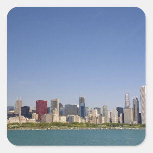 Silhouet van Chicago, Illinois, VS. Vierkante Sticker