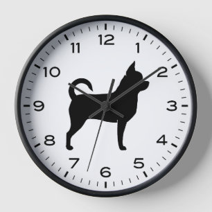 Silhouet van Chihuahua-hond met nummers en minuten