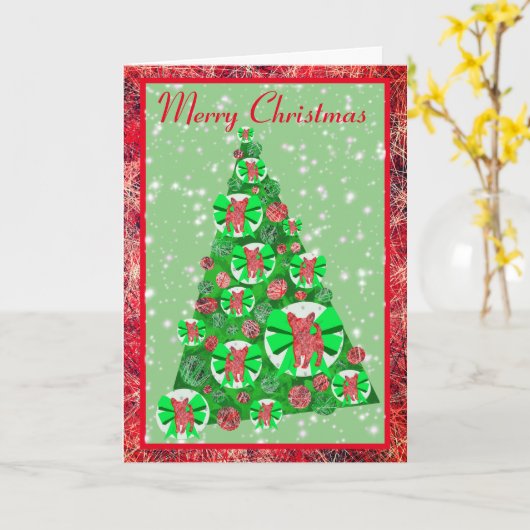 Silhouet van Chihuahuaras Kerstmis Kaart (Gele Bloem)