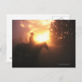 Silhouet van cowboy op een paard briefkaart (Voorkant / Achterkant)