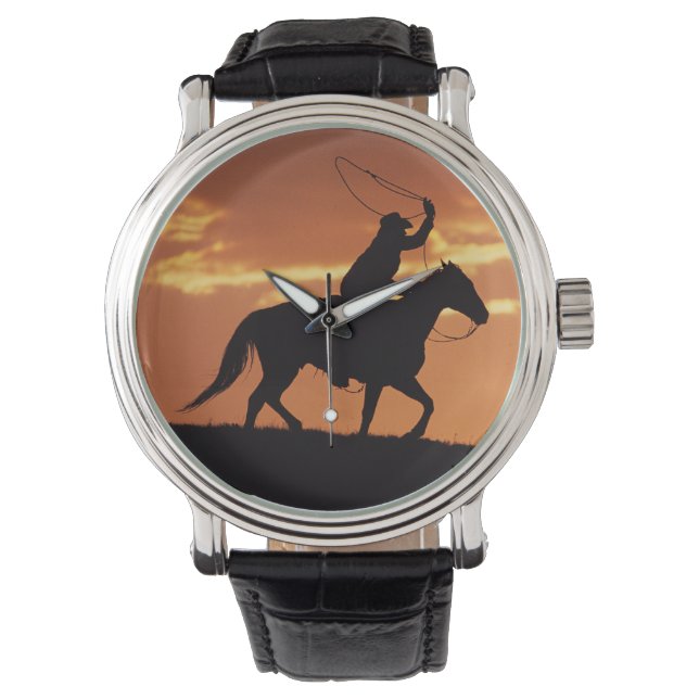Silhouet van cowboy te paard nabij Fairplay, Horloge (Voorkant)