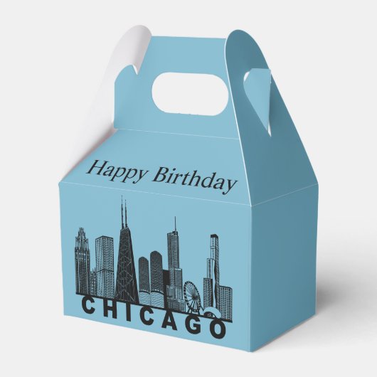 Silhouet van de Chicago Skyline Bedankdoosjes (Voorkant Zijde)