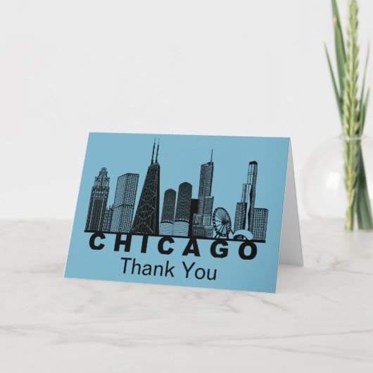 Silhouet van de Chicago Skyline Bedankkaart (Voorkant)
