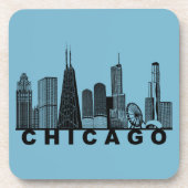 Silhouet van de Chicago Skyline Bier Onderzetter (Voorkant)