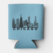 Silhouet van de Chicago Skyline Blikjeskoeler (Voorkant)