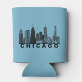 Silhouet van de Chicago Skyline Blikjeskoeler (Achterkant)