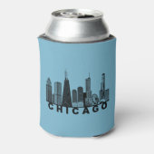 Silhouet van de Chicago Skyline Blikjeskoeler (Blikje Achterkant)