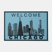 Silhouet van de Chicago Skyline Deurmat (Voorkant)