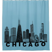 Silhouet van de Chicago Skyline Douchegordijn (Voorkant)
