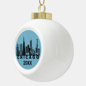 Silhouet van de Chicago Skyline  Keramische Bal Ornament (Rechts)