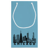 Silhouet van de Chicago Skyline Klein Cadeauzakje (Achterkant)