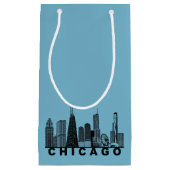 Silhouet van de Chicago Skyline Klein Cadeauzakje (Voorkant)