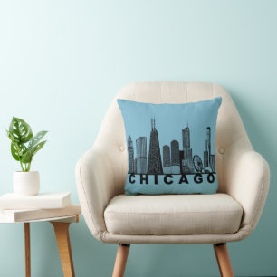 Silhouet van de Chicago Skyline  Kussen
