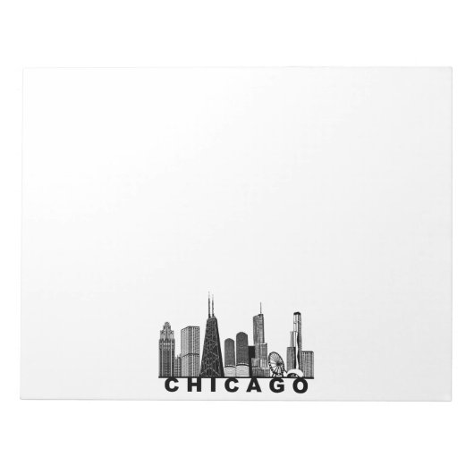 Silhouet van de Chicago Skyline Notitieblok (Voorkant)