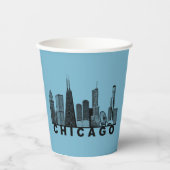 Silhouet van de Chicago Skyline Papieren Bekers (Voorkant)