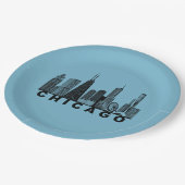 Silhouet van de Chicago Skyline Papieren Bordje (Gekanteld)
