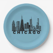 Silhouet van de Chicago Skyline Papieren Bordje (Voorkant)