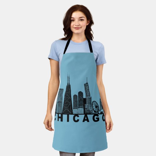 Silhouet van de Chicago Skyline Schort (Gedragen)