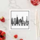 Silhouet van de Chicago Skyline Servet (Insitu)