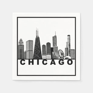 Silhouet van de Chicago Skyline Servet