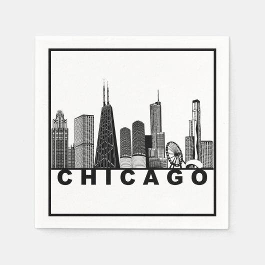 Silhouet van de Chicago Skyline Servet (Voorkant)