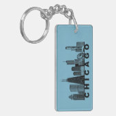 Silhouet van de Chicago Skyline  Sleutelhanger (Voorkant Links)