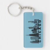 Silhouet van de Chicago Skyline  Sleutelhanger (Voorkant)