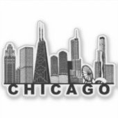 Silhouet van de Chicago Skyline Sticker (Voorkant)