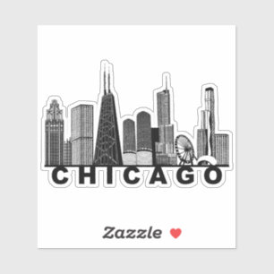 Silhouet van de Chicago Skyline Sticker