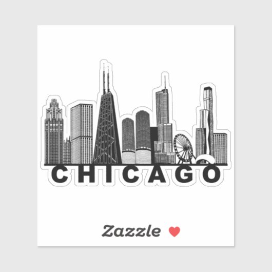 Silhouet van de Chicago Skyline Sticker (Vel)