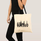 Silhouet van de Chicago Skyline Tote Bag (Voorkant (product))