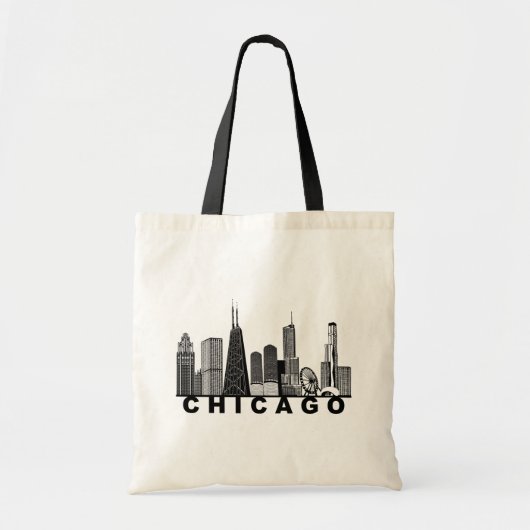 Silhouet van de Chicago Skyline Tote Bag (Voorkant)