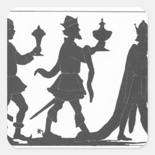 Silhouet van de Drie Koningen Vierkante Sticker