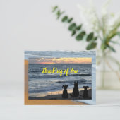 Silhouet van de hond op de oceaan surf briefkaart (Staand voorkant)