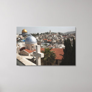 Silhouet van de Oude Stad van Jeruzalem Canvas Afdruk